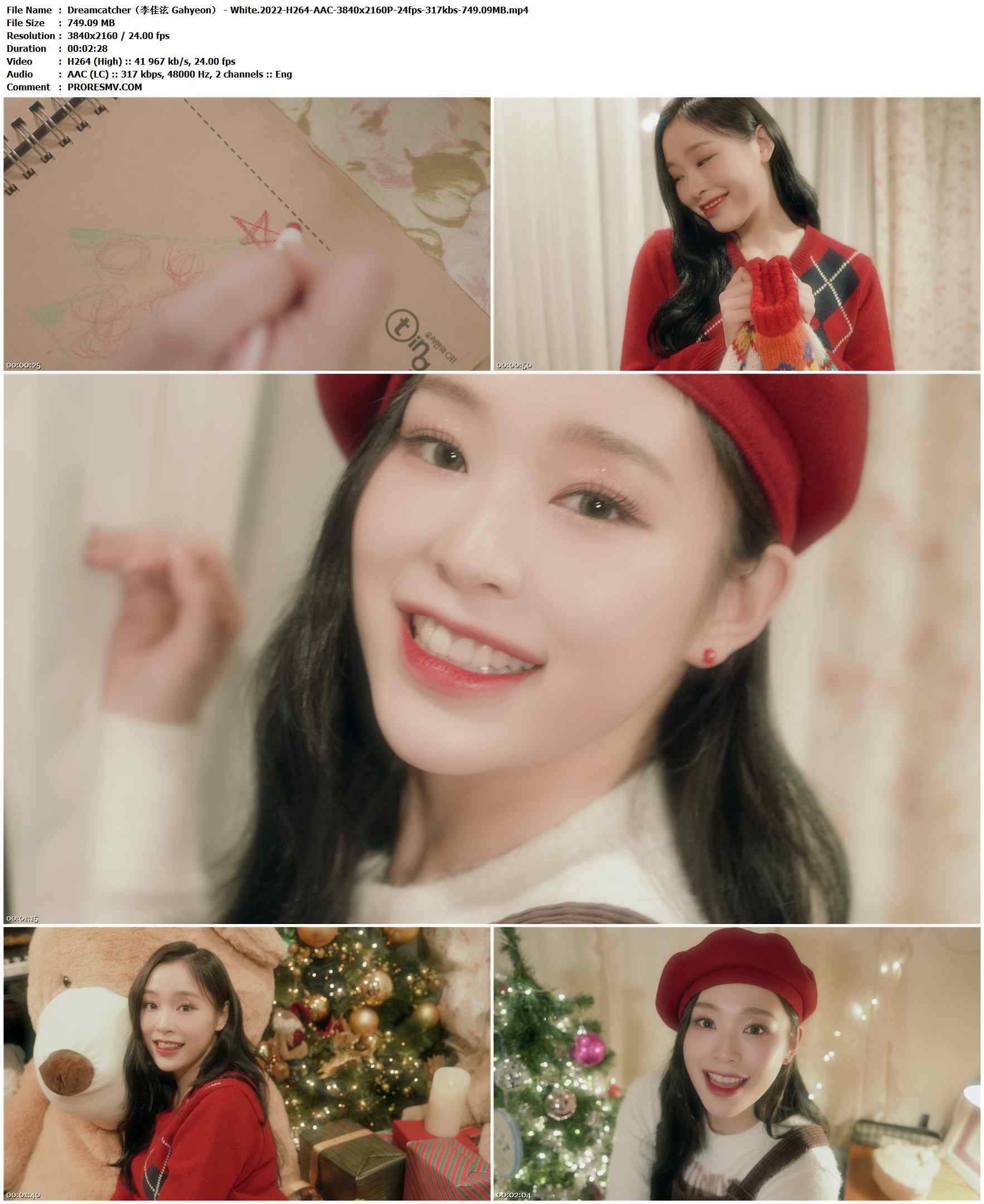Dreamcatcher（李佳泫 Gahyeon） - White.2022-H264-AAC-3840x2160P-24fps-317kbs-749.09MB官方MV_高清MV